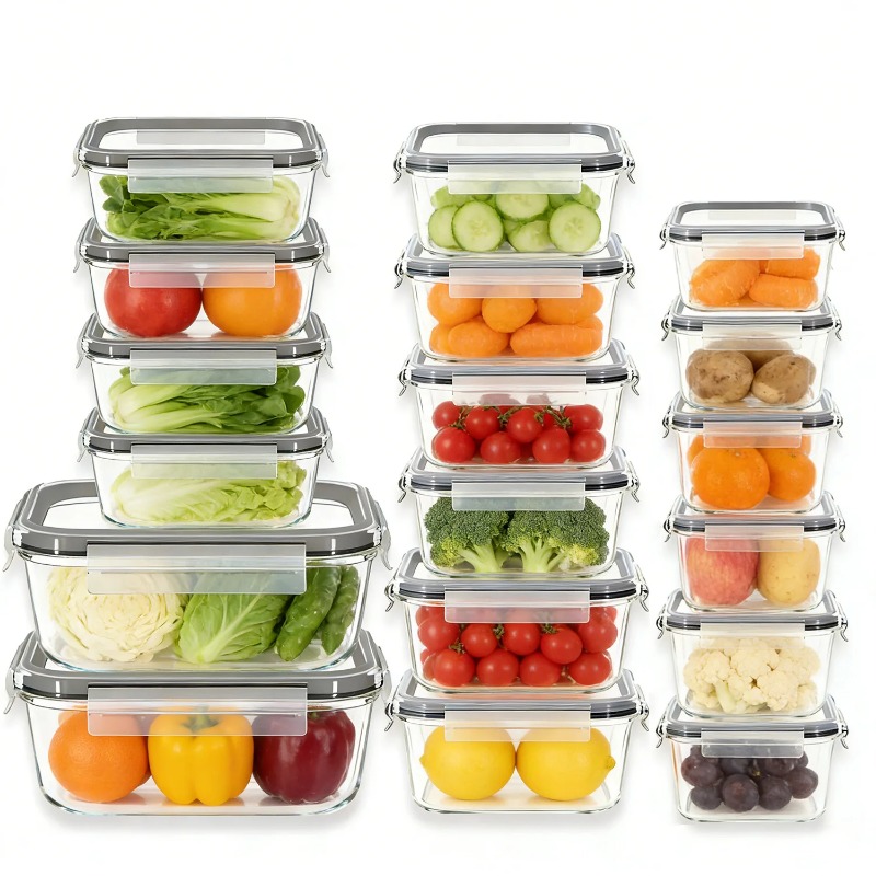 Meal Prep Kit - 18 Pack Glass Food Storage Containers