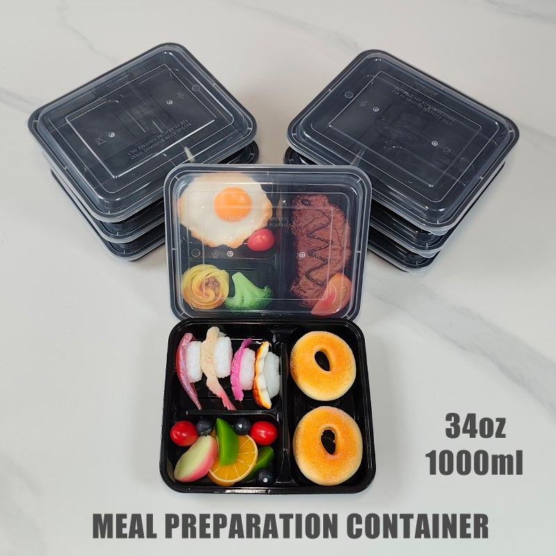 Meal Prep Ideas - 3-Compartment 34 Oz/1000 Ml, 12/35 Pieces,