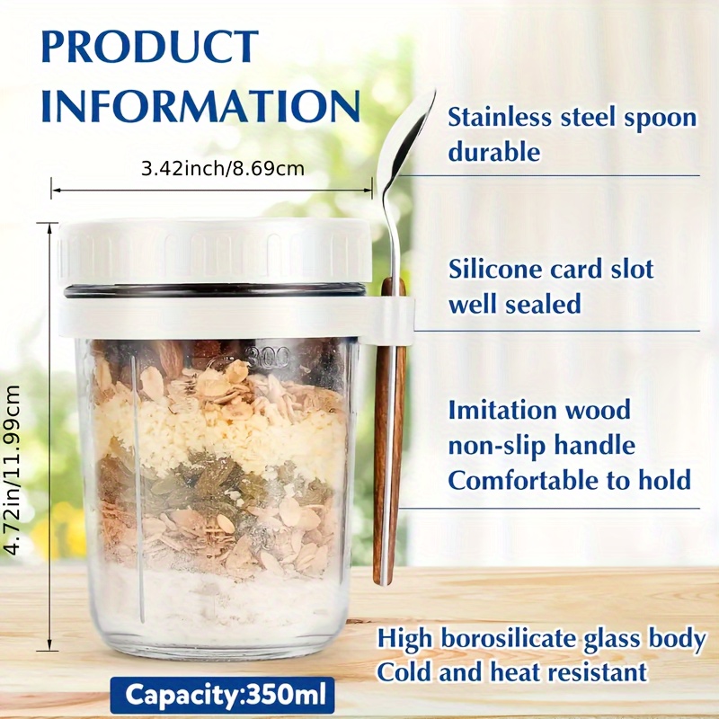 1pc/2pcs Glass Oatmeal Cup, Ov - Overnight Oat Jar recension och pris