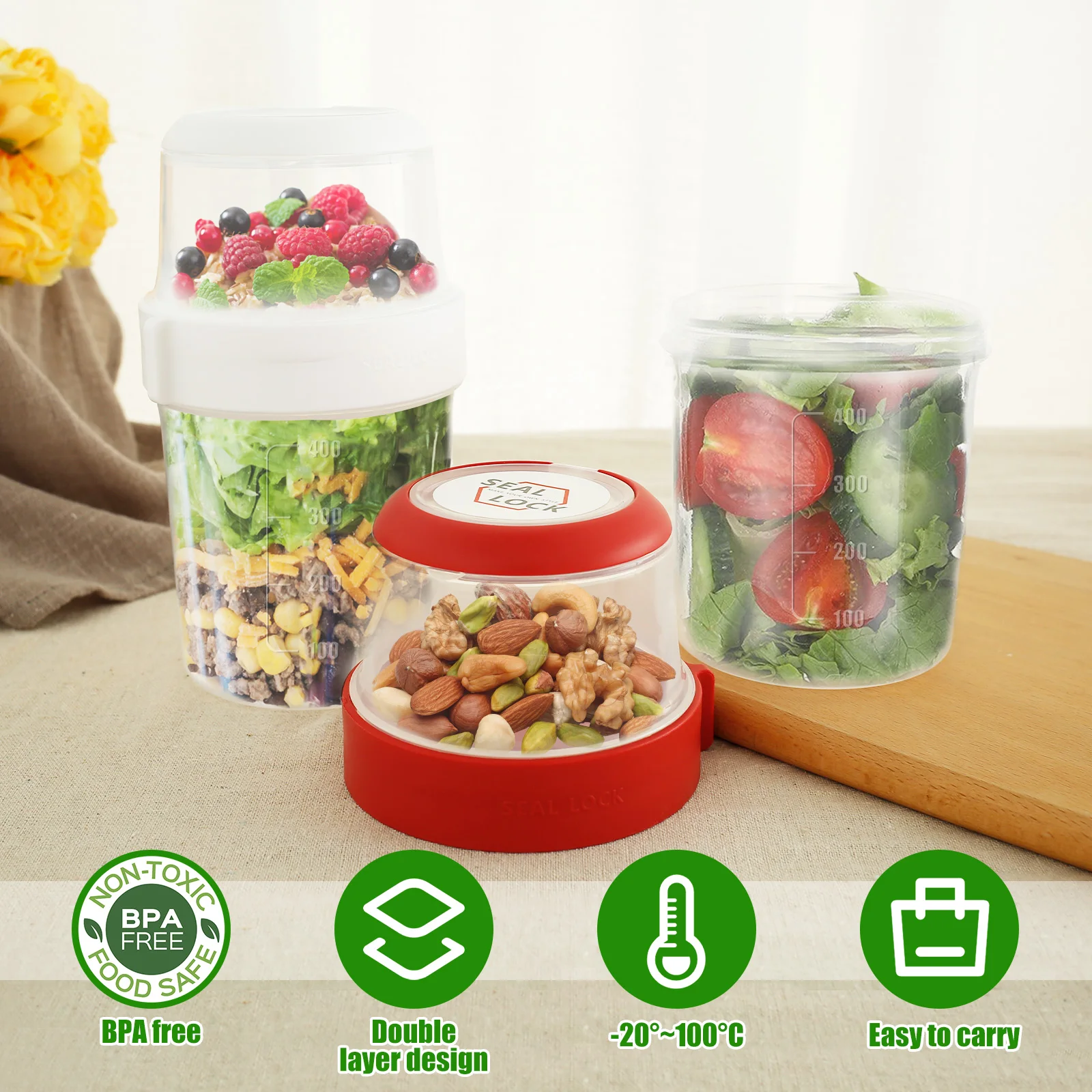 2Pcs Breakfast Cups Reusable T - Overnight Oat Jar recension och pris
