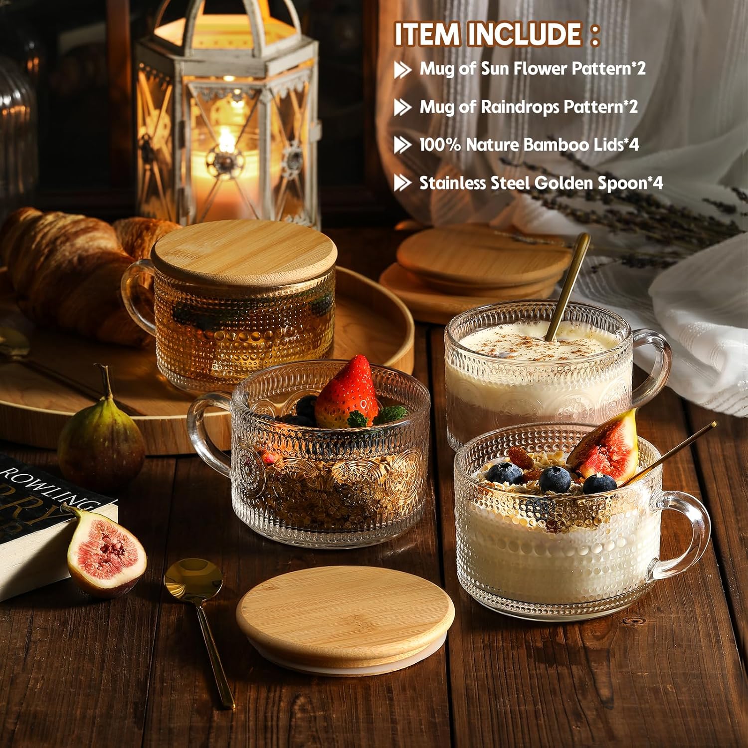 4-Piece Vintage Coffee Cup Gif - Overnight Oat Jar recension och pris