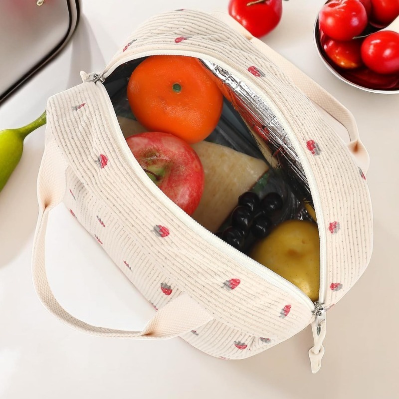 Cute Corduroy Lunch Bag for Wo - Meal Prep Fit recension och pris